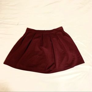 Bethany Mota Burgundy Ribbed Mini Skater Skirt